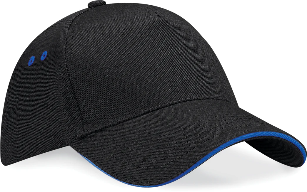 Casquette homme Ultimate à 5 panneaux sandwich contrasté B15C — Black / Bright Royal