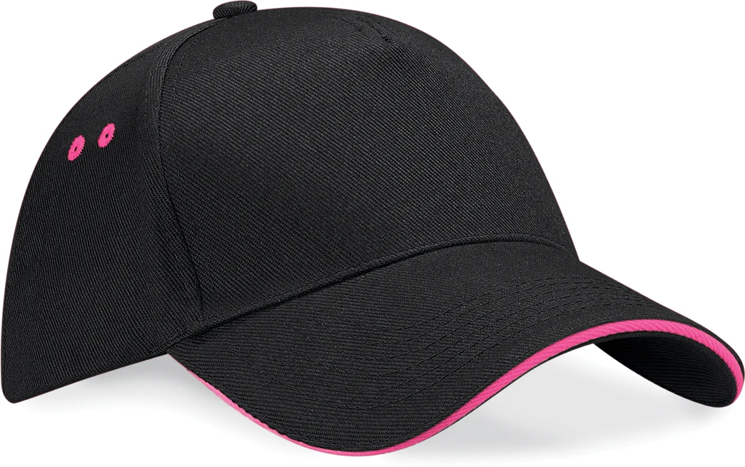 Casquette homme Ultimate à 5 panneaux sandwich contrasté B15C — Black / Fuchsia
