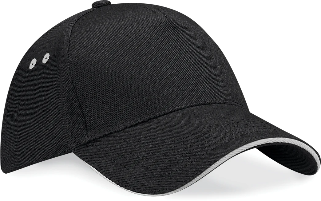Casquette homme Ultimate à 5 panneaux sandwich contrasté B15C — Black / Light Grey