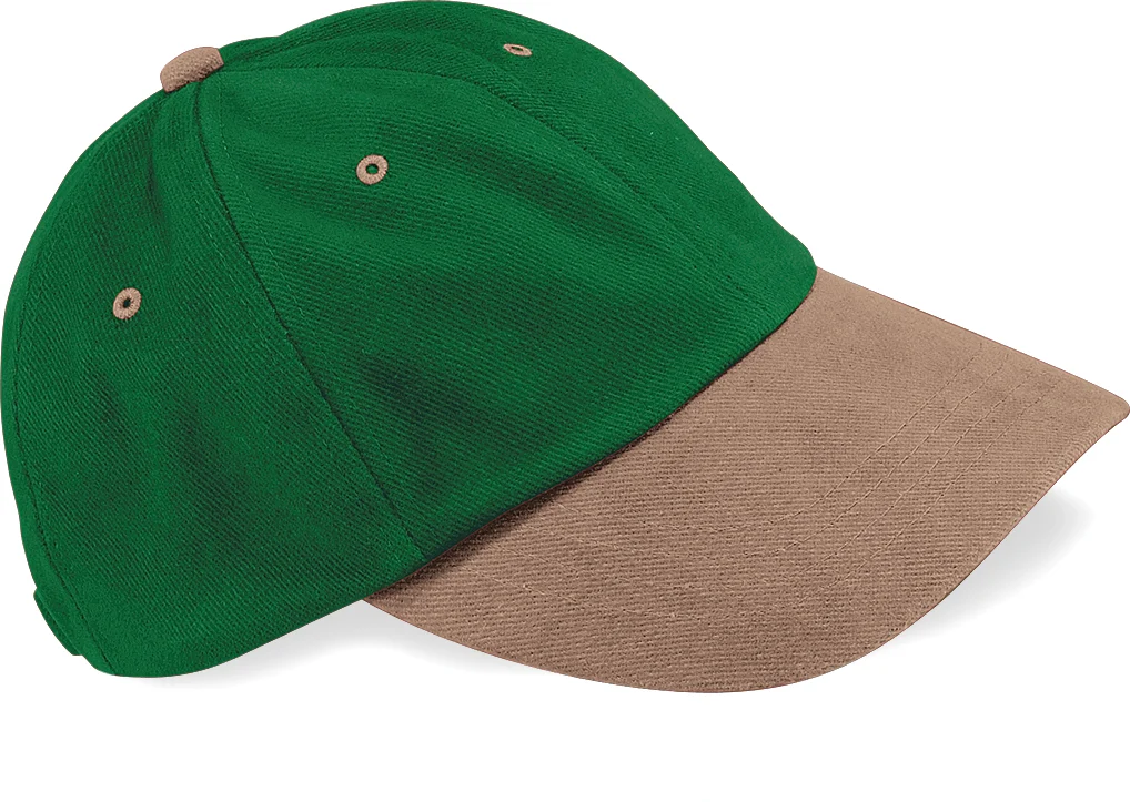 Casquette homme profil bas en coton brossé - 6 panneaux B57 — Forest Green / Taupe