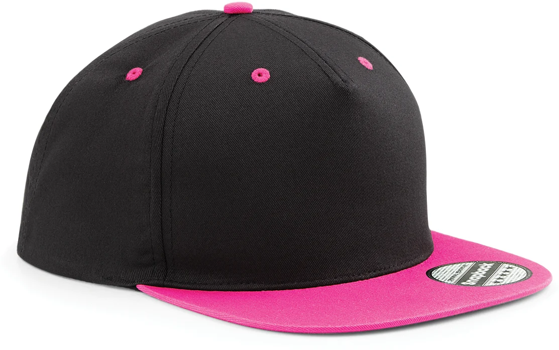 Casquette Snapback contrastée - 5 panneaux B610C — Black / Fuchsia