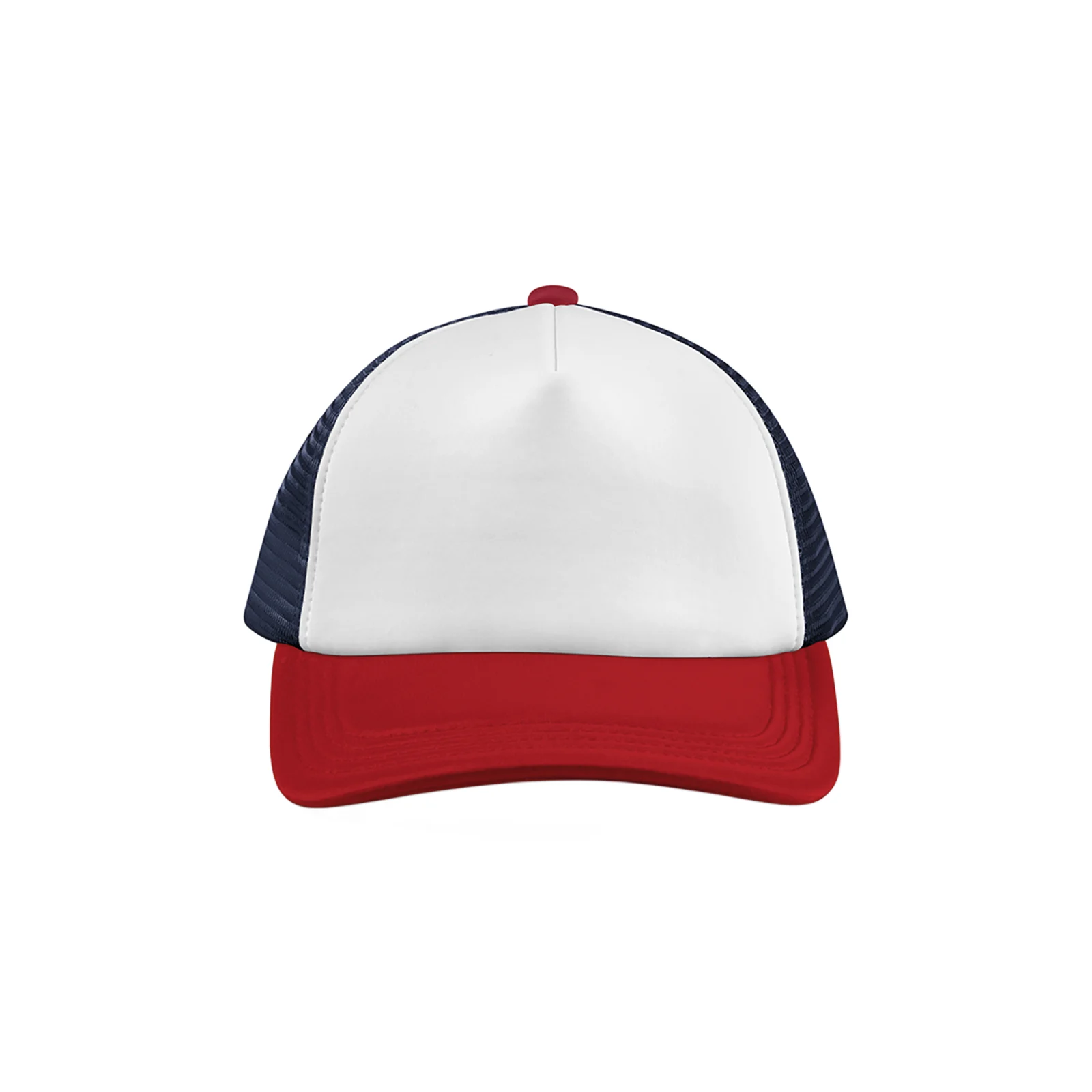 Casquette trucker 5 panneaux multicolor B639 — Navy / Red