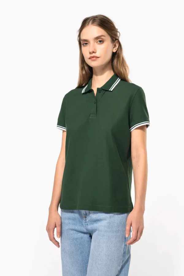 Polo femme manches courtes à liserés contrastés K273 — photo de présentation
