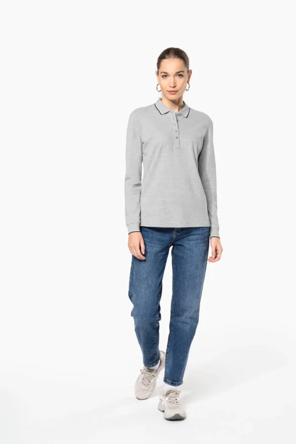 Polo maille piquée manches longues femme K281 — photo de présentation