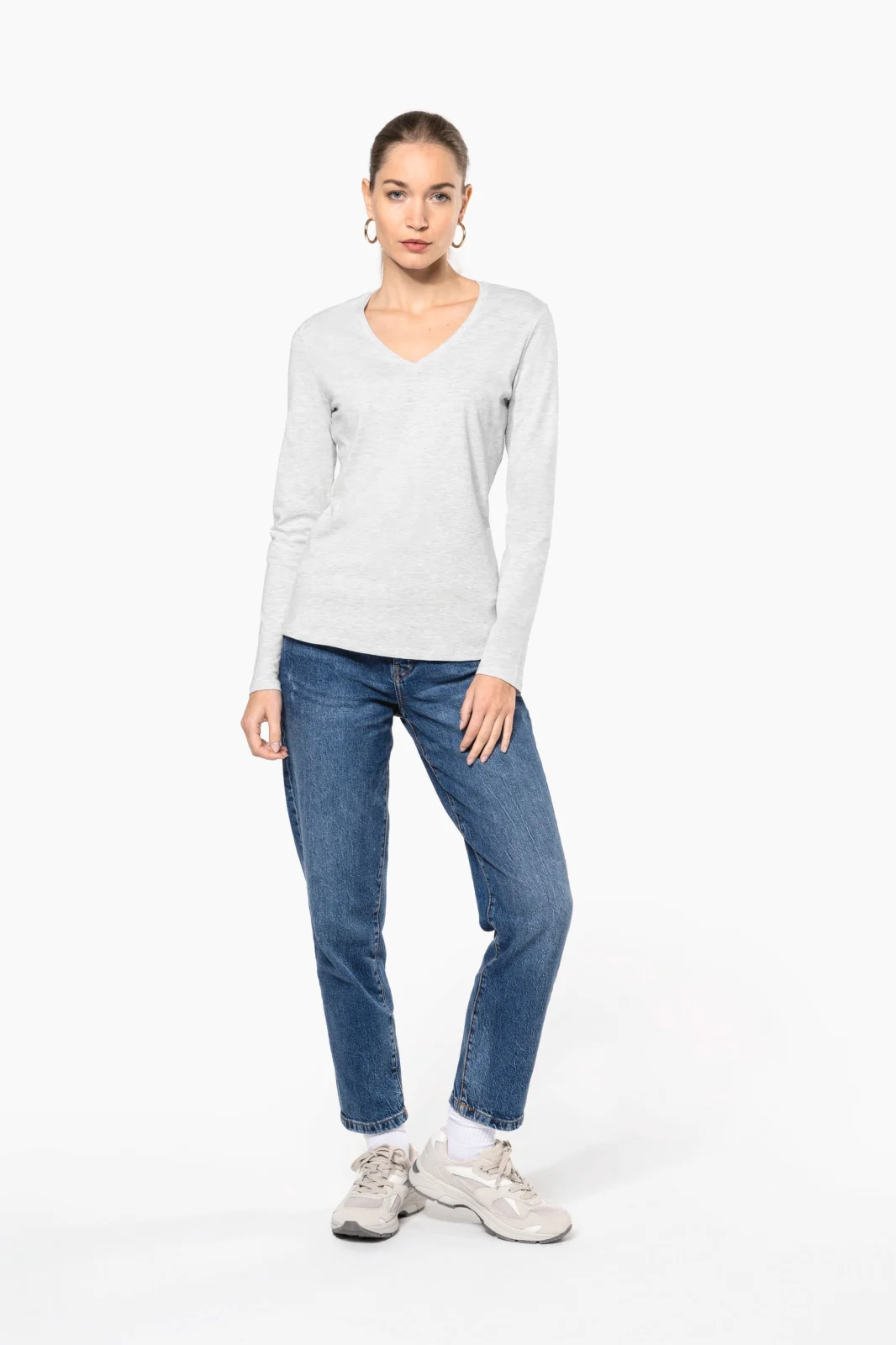 T-shirt col V manches longues femme K382 — photo de présentation