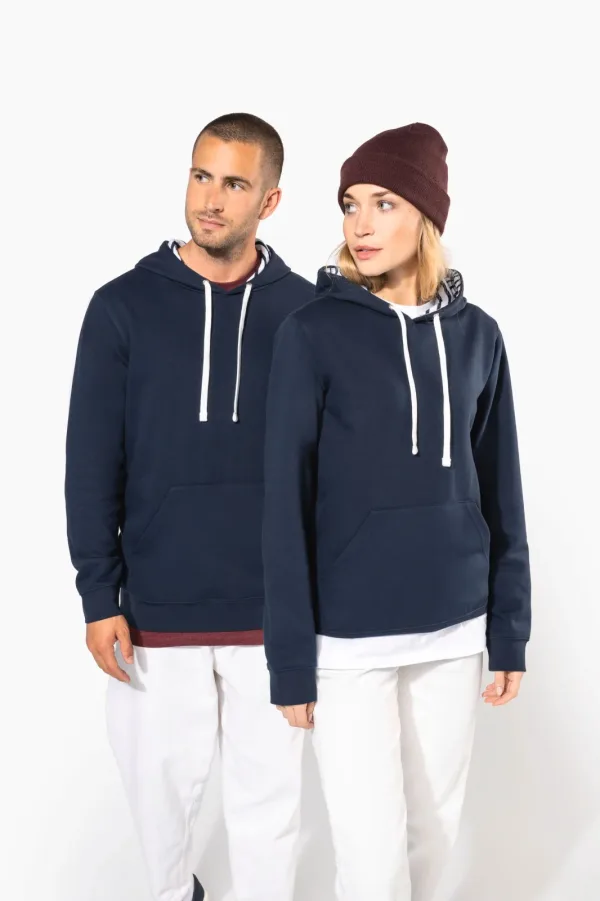 Sweat-shirt à capuche contrastée à motifs unisexe K4013 — photo de présentation