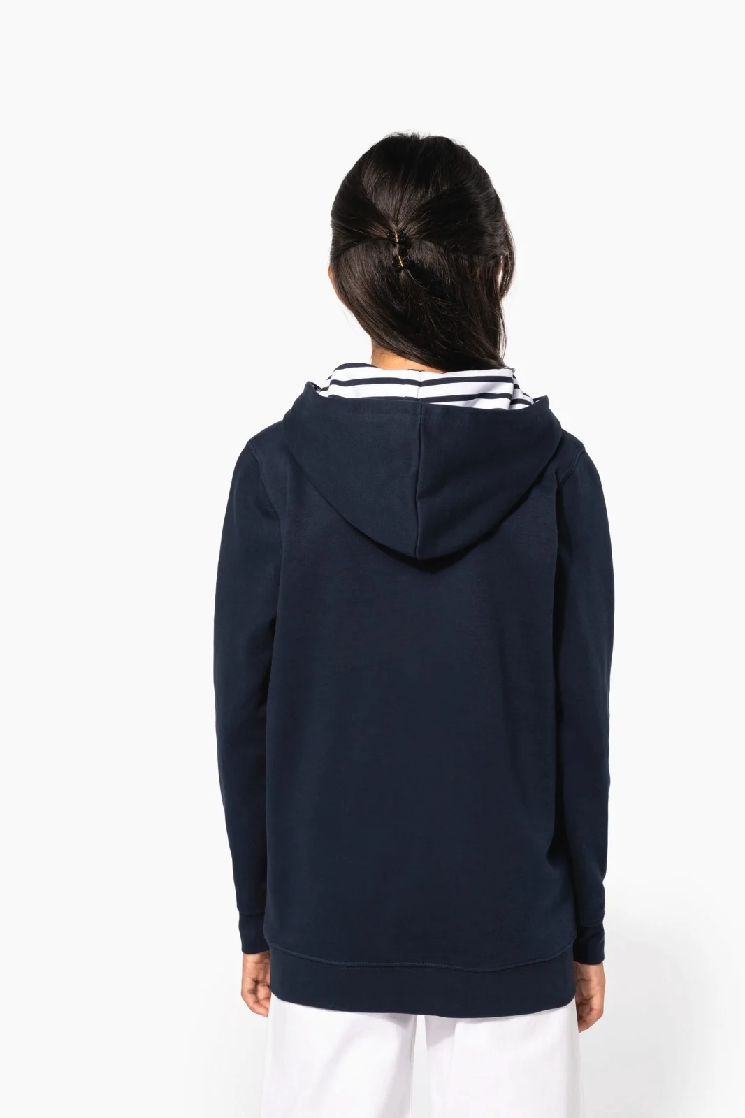 Sweat-shirt à capuche contrastée à motifs enfant unisexe K4014 — photo de présentation