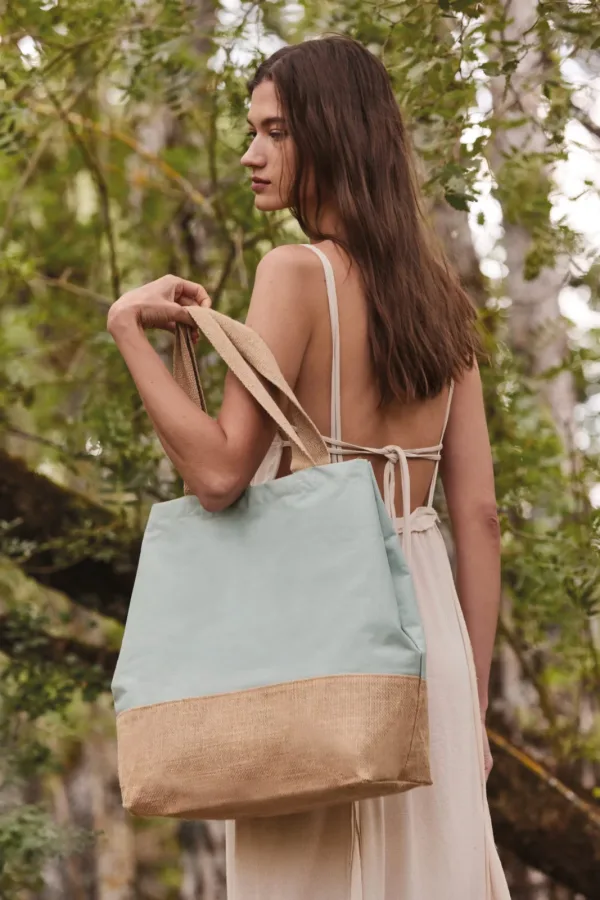 Sac shopping en toiles de coton et jute KI0235 — photo de présentation