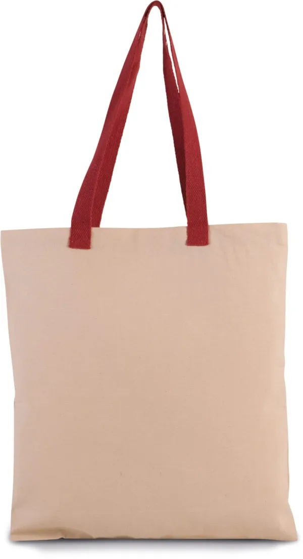 Sac shopping plat en toile avec poignées contrastées KI0277 — photo de présentation
