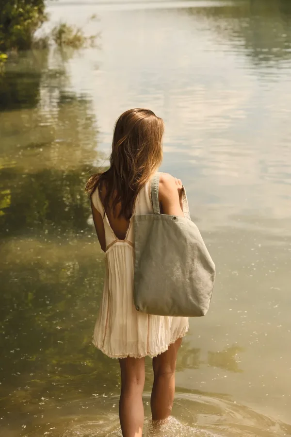 Sac shopping délavé en coton KI3213 — photo de présentation