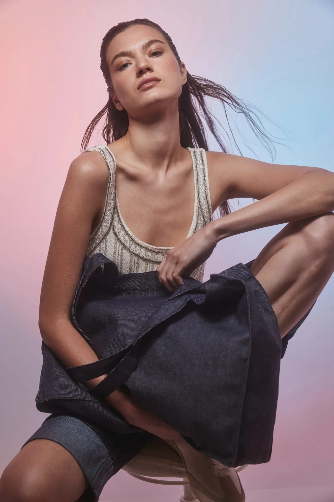 Grand sac shopping denim KI5229 — photo de présentation