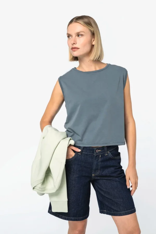 T-shirt écoresponsable crop sans manche femme NS342 — photo de présentation
