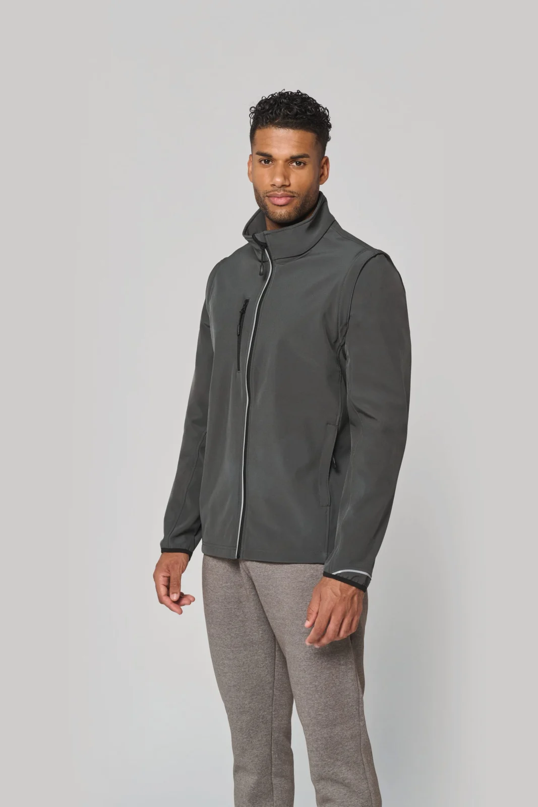 Veste softshell sport manches amovibles unisexe PA323 — photo de présentation