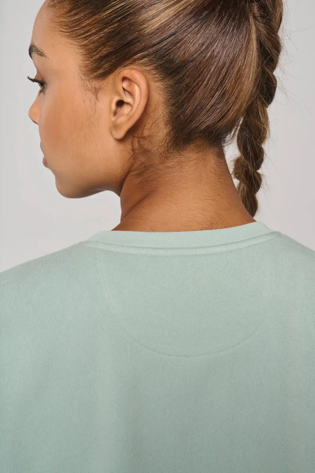 Sweat-shirt crop à manches courtes col rond femme PA394 — photo de présentation