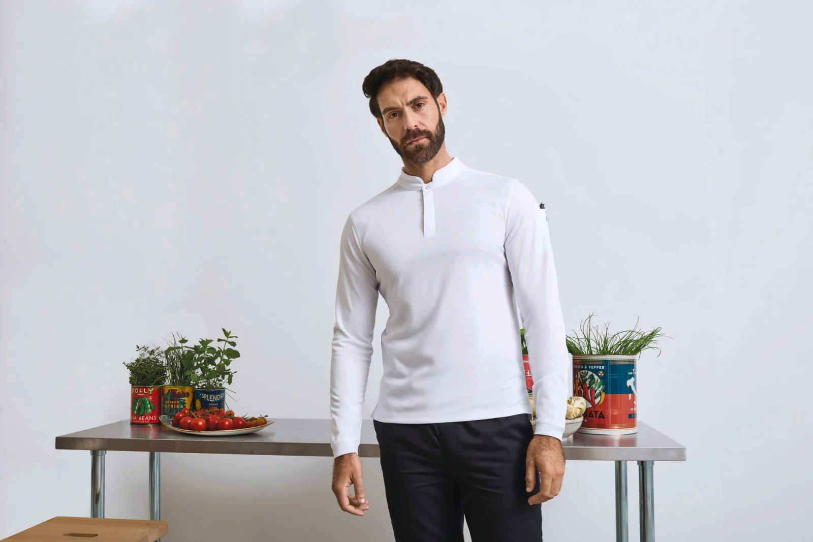 Polo de cuisinier Coolchecker Essential à manches longues PR647 — photo de présentation
