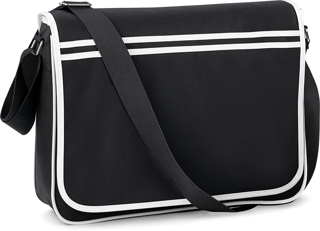 Sac messenger rétro BG71 — Black / White