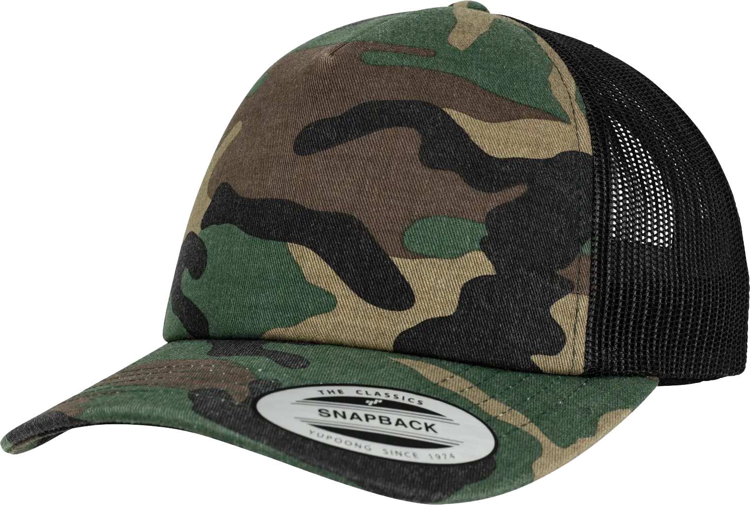 Casquette Trucker Camo FL6606C — WOOD CAMOUFLAGE / BLACK