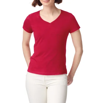 T-shirt femme col v Softstyle GI64V00L — Cherry Red
