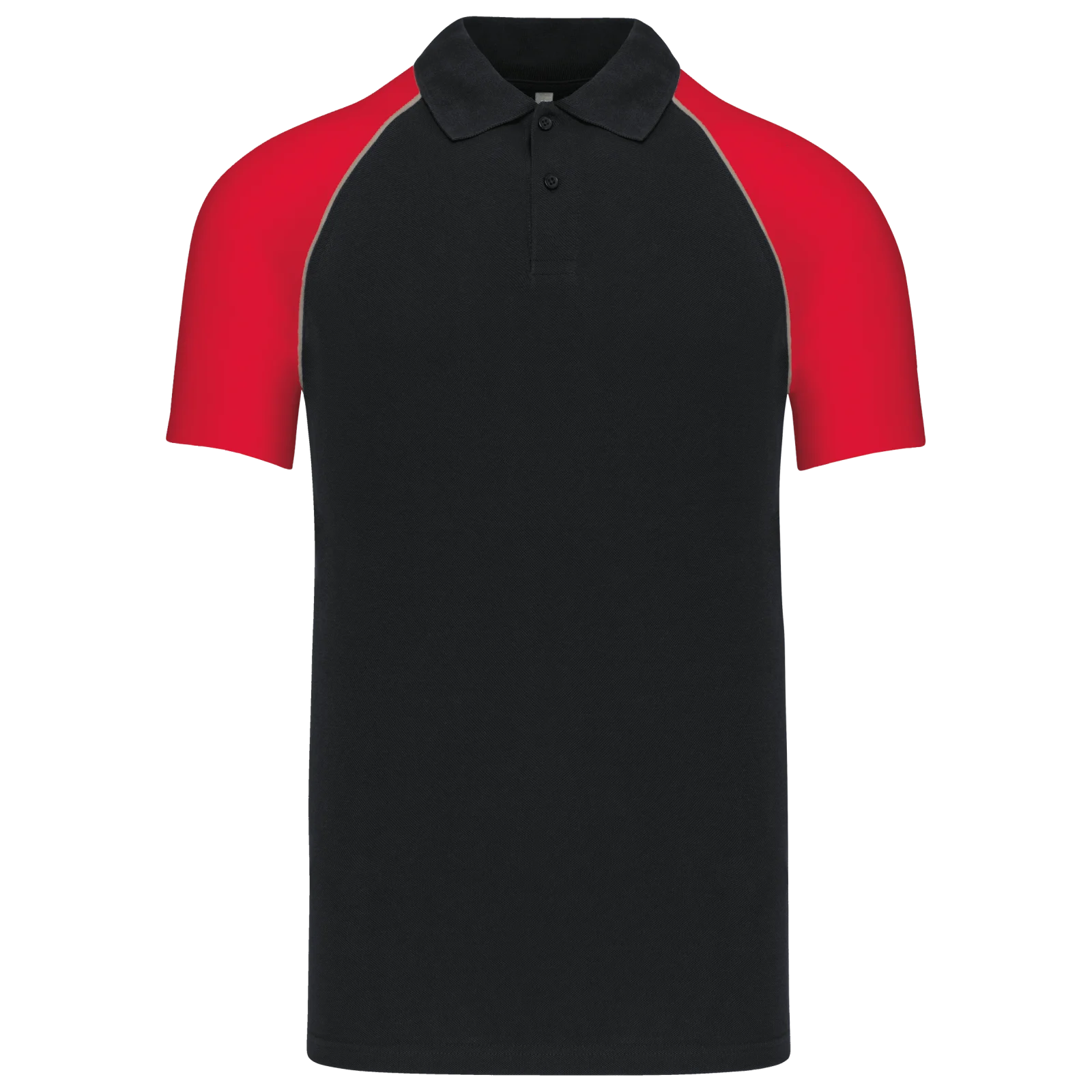 Polo baseball manches courtes K226 — Black / Red