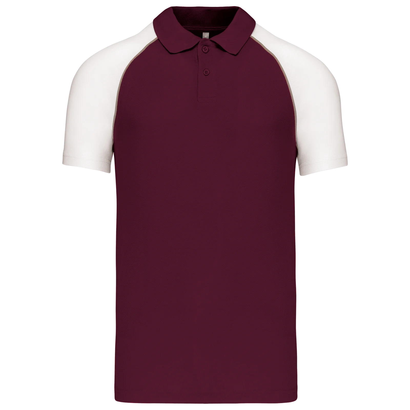 Polo baseball manches courtes K226 — Bordeaux / White