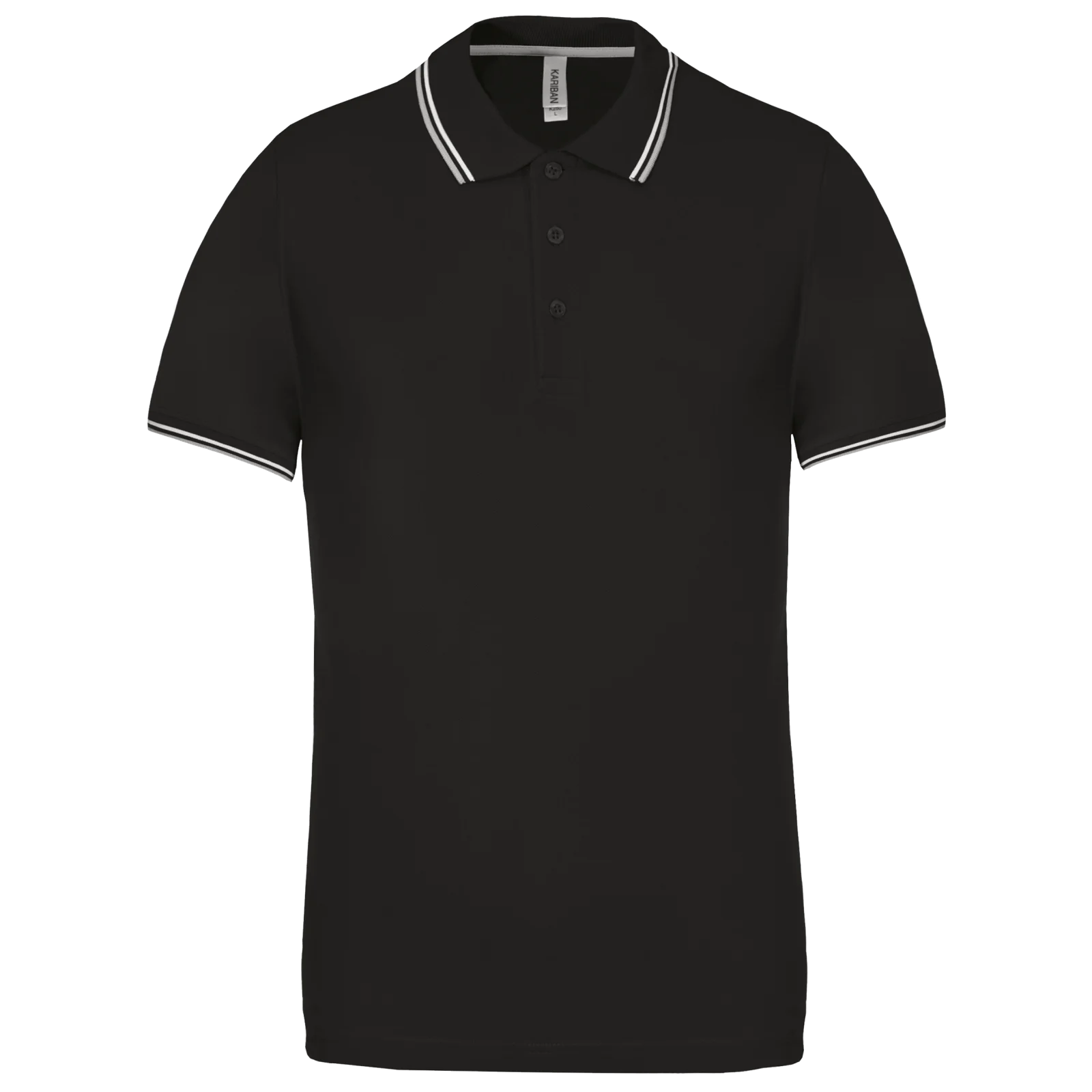 Polo maille piquée manches courtes homme K250 — Black / Light Grey / White