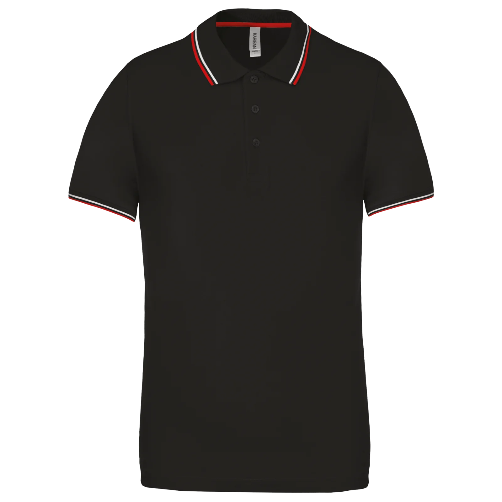 Polo maille piquée manches courtes homme K250 — Black / Red / White