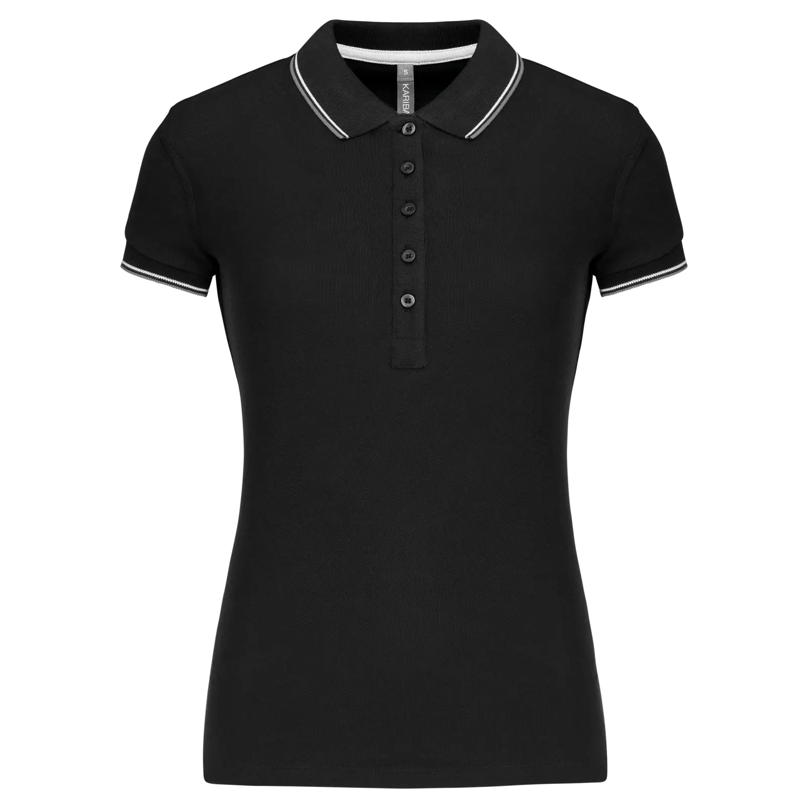 Polo manches courtes femme K251 — Black / Light Grey / White