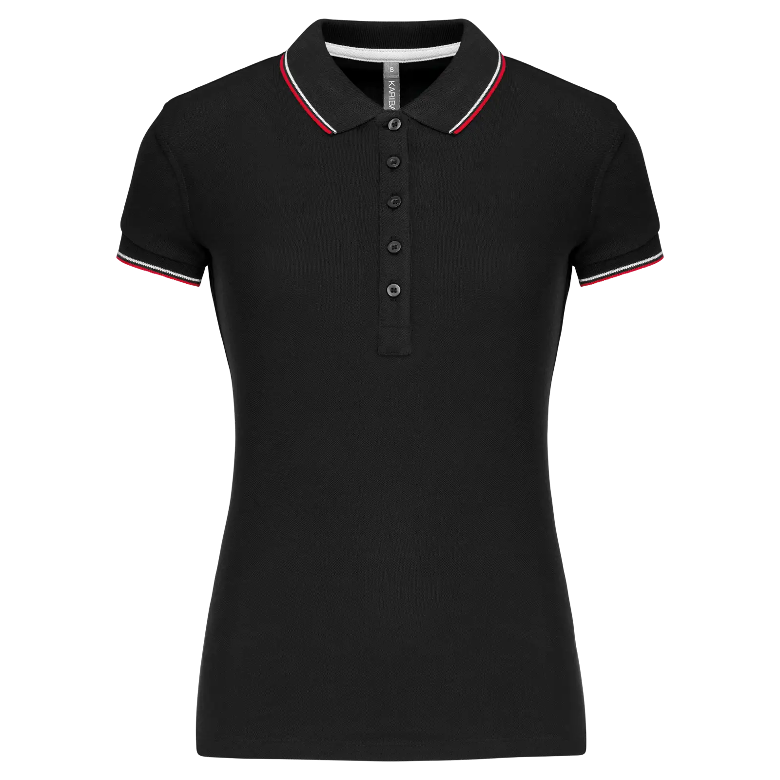 Polo manches courtes femme K251 — Black / Red / White