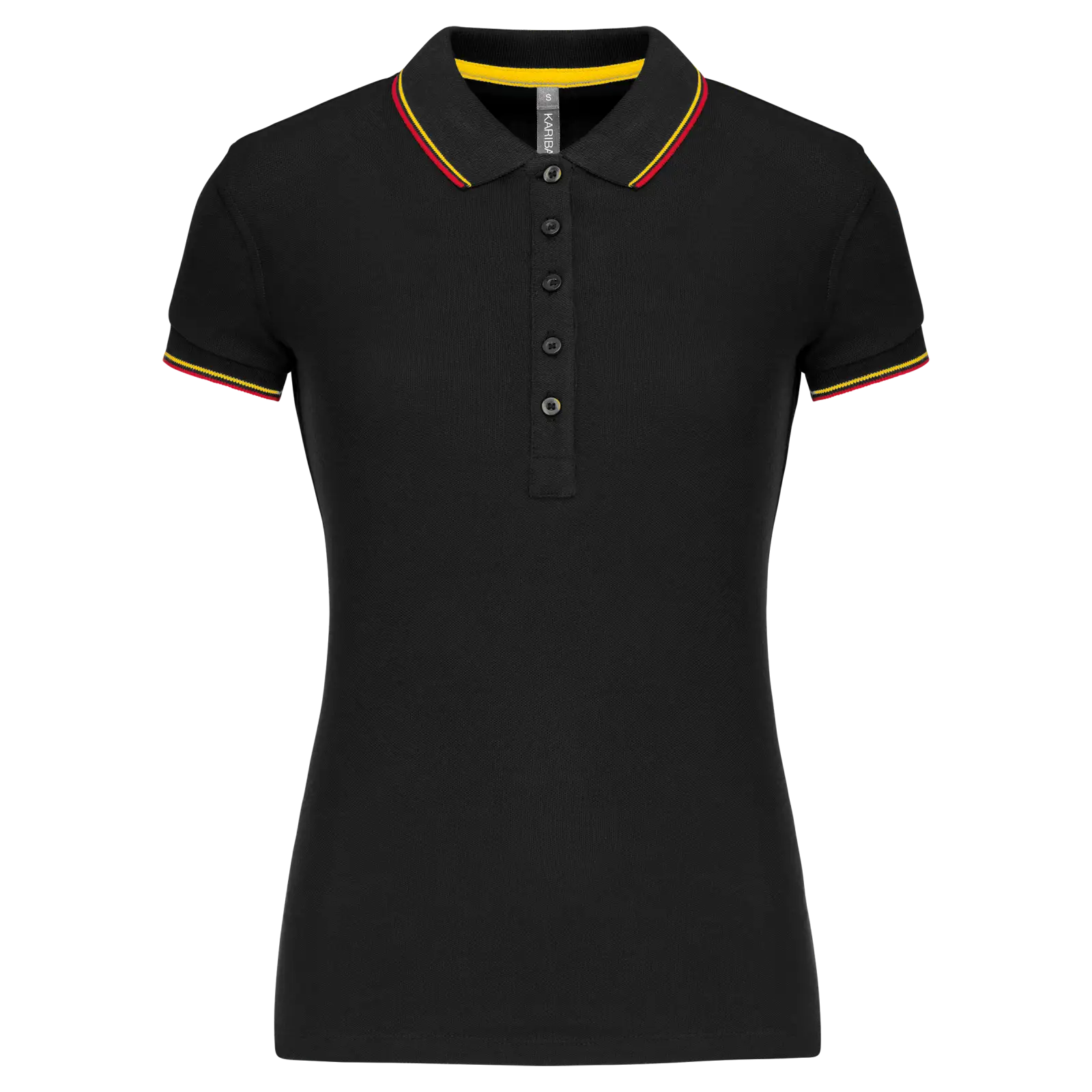 Polo manches courtes femme K251 — Black / Red / Yellow