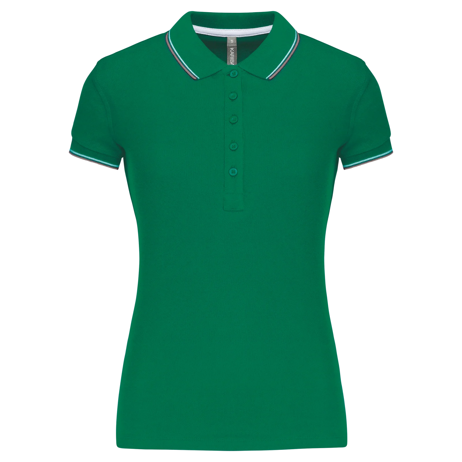Polo manches courtes femme K251 — Kelly green/Light grey/White