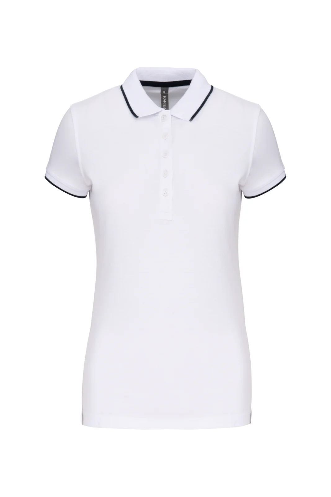Polo maille piquée manches courtes femme K252 — White / Navy / White