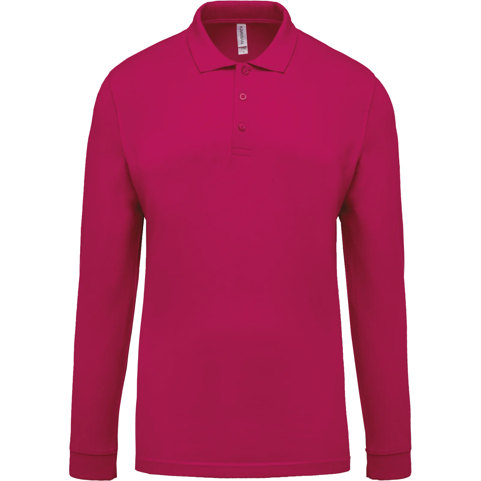 Polo piqué manches longues homme K256 — Fuchsia