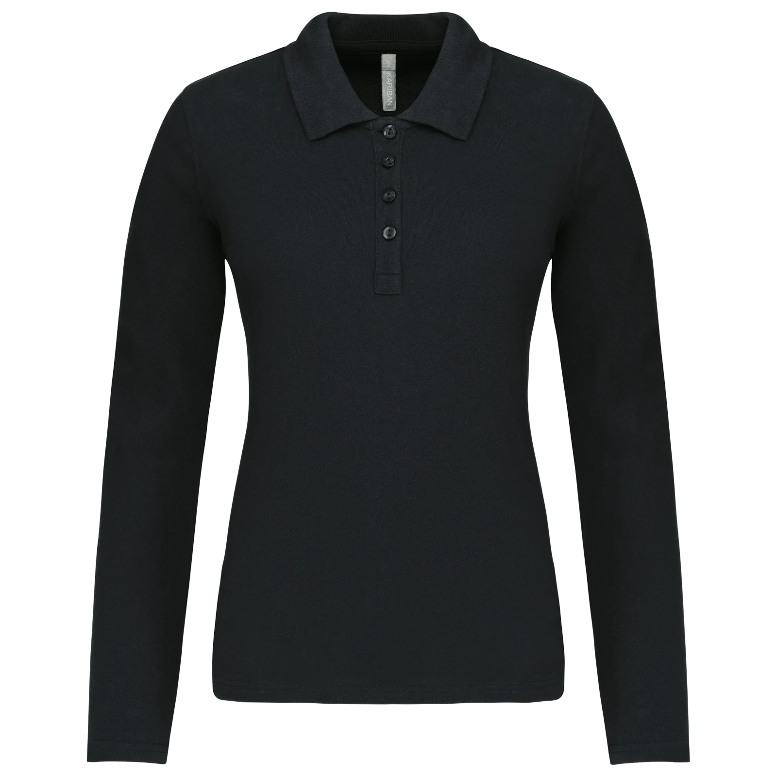 Polo piqué manches longues femme K257 — Black