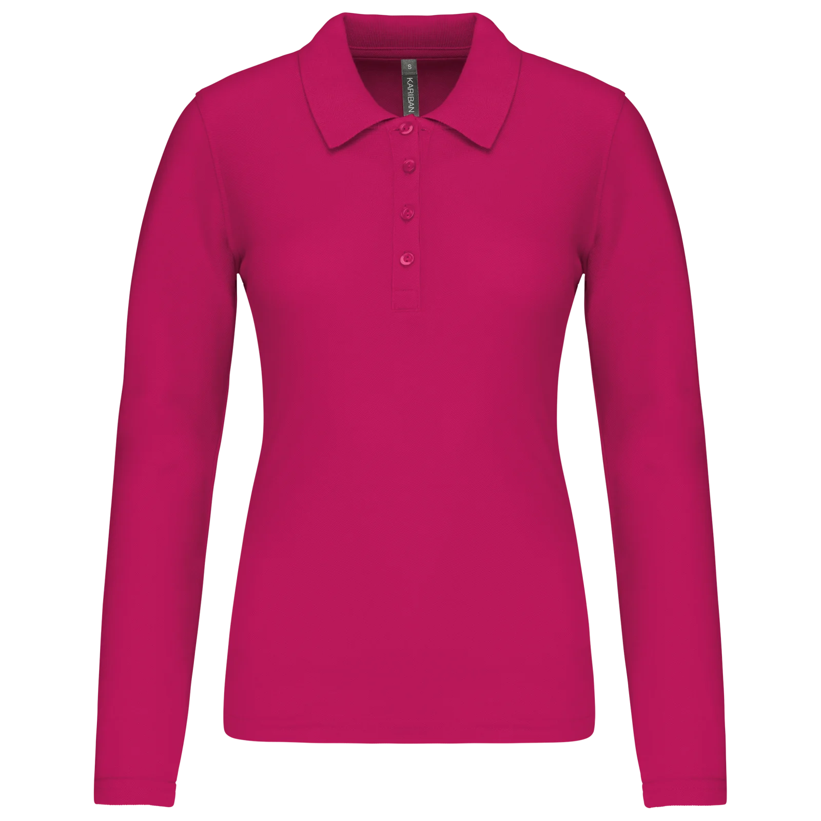 Polo piqué manches longues femme K257 — Fuchsia