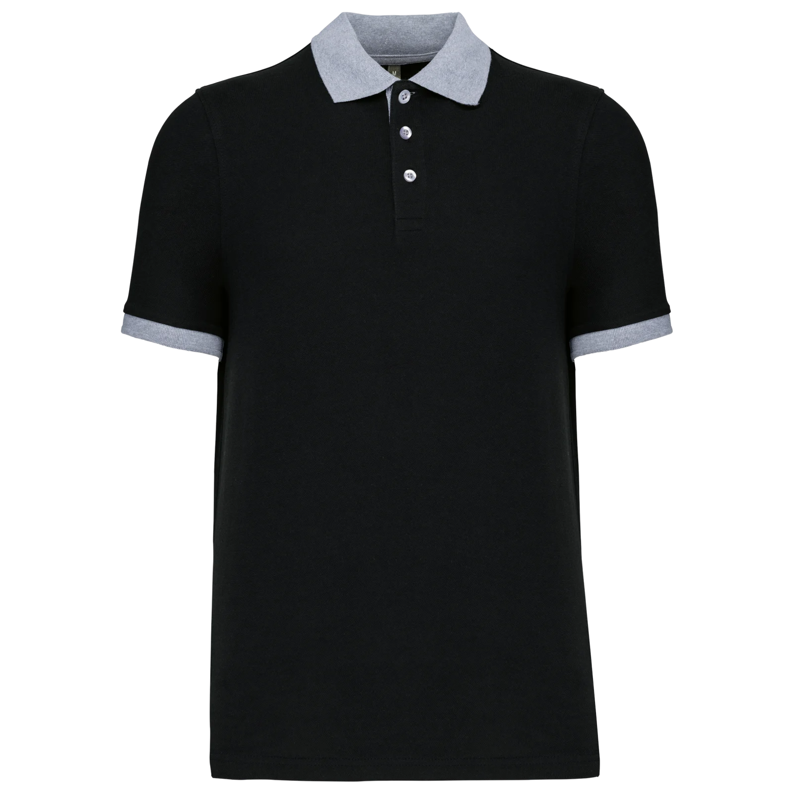 Polo piqué bicolore homme K258 — Black / Oxford Grey
