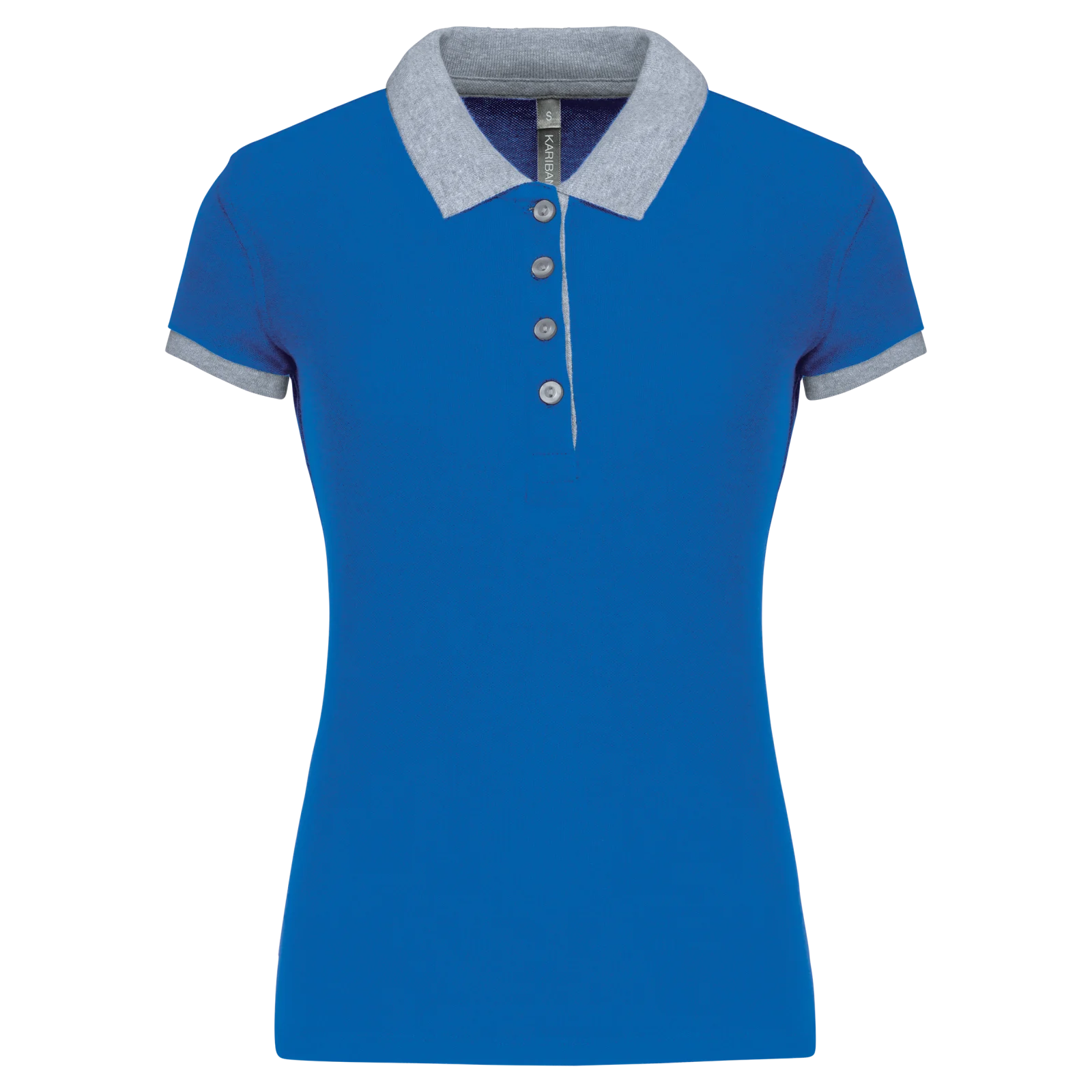 Polo piqué bicolore femme K259 — Light Royal Blue / Oxford Grey