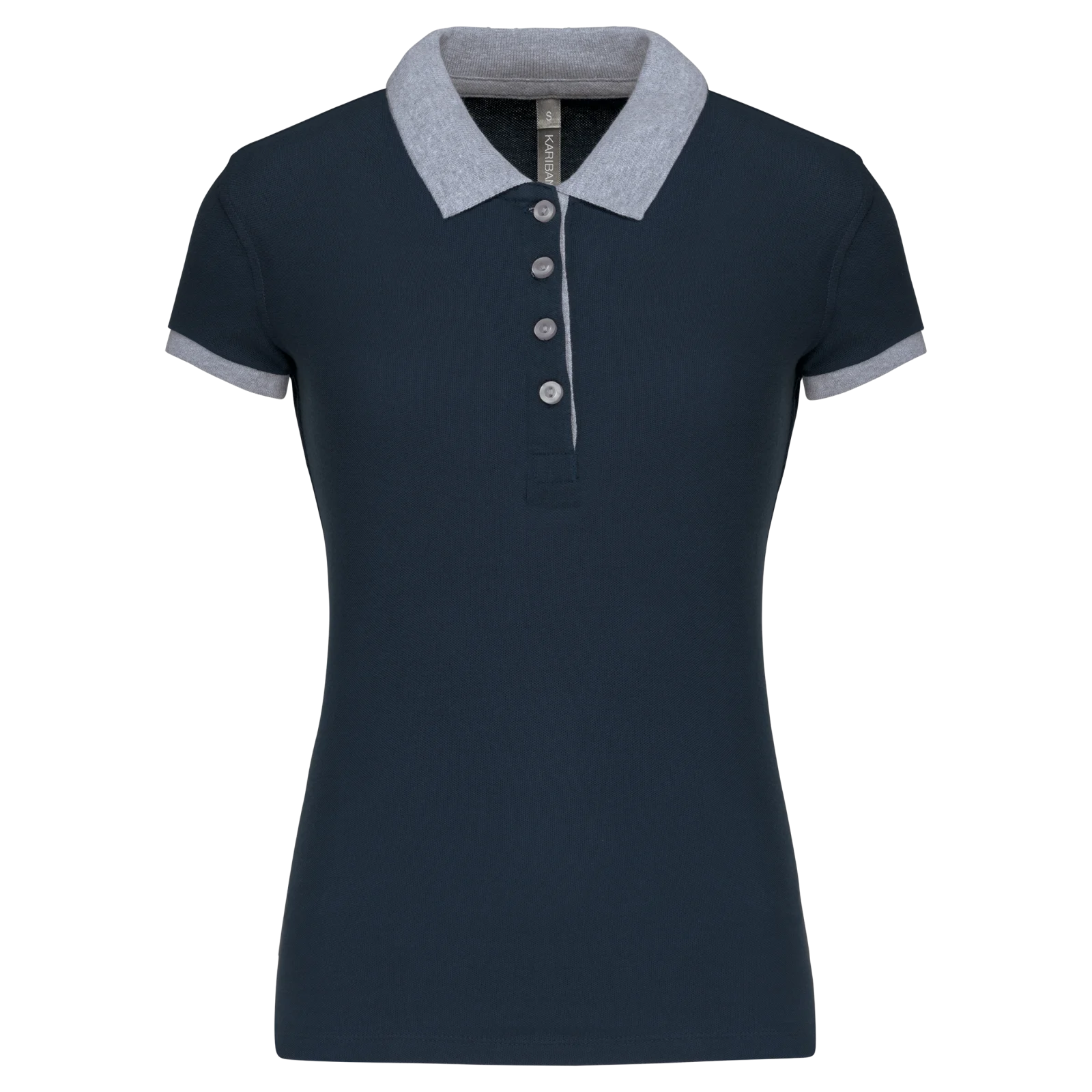 Polo piqué bicolore femme K259 — Navy / Oxford Grey