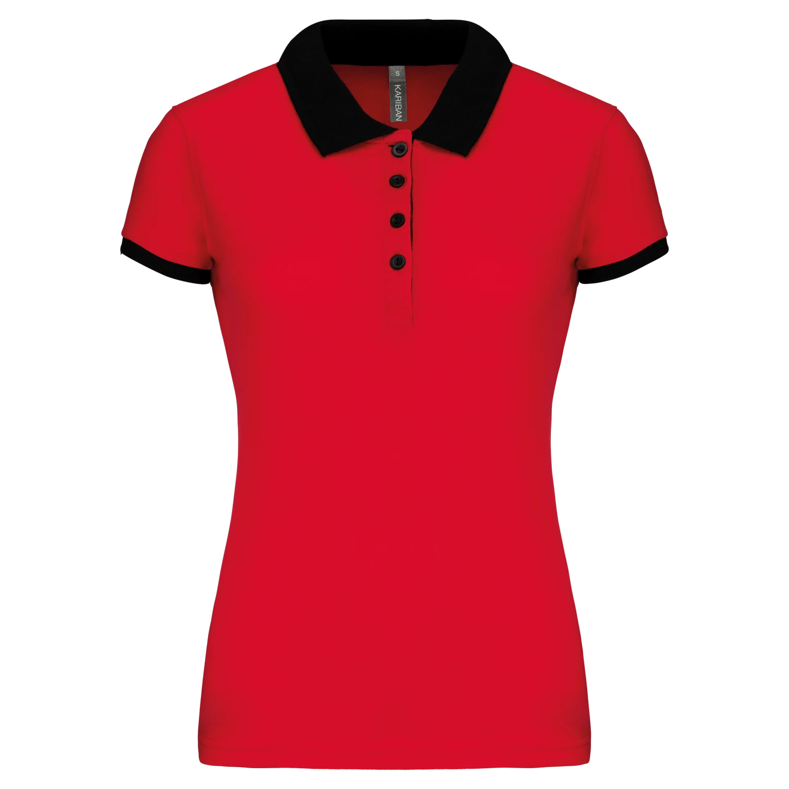 Polo piqué bicolore femme K259 — Red / Black
