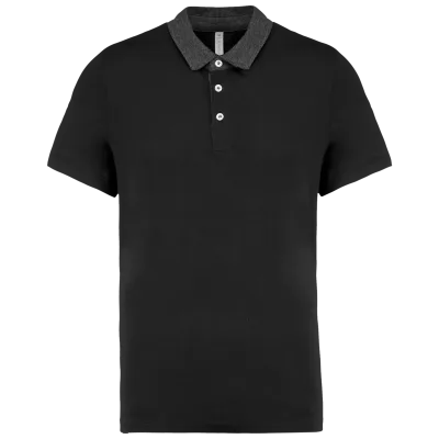 Polo jersey bicolore homme K260 — Black / Dark Grey Heather