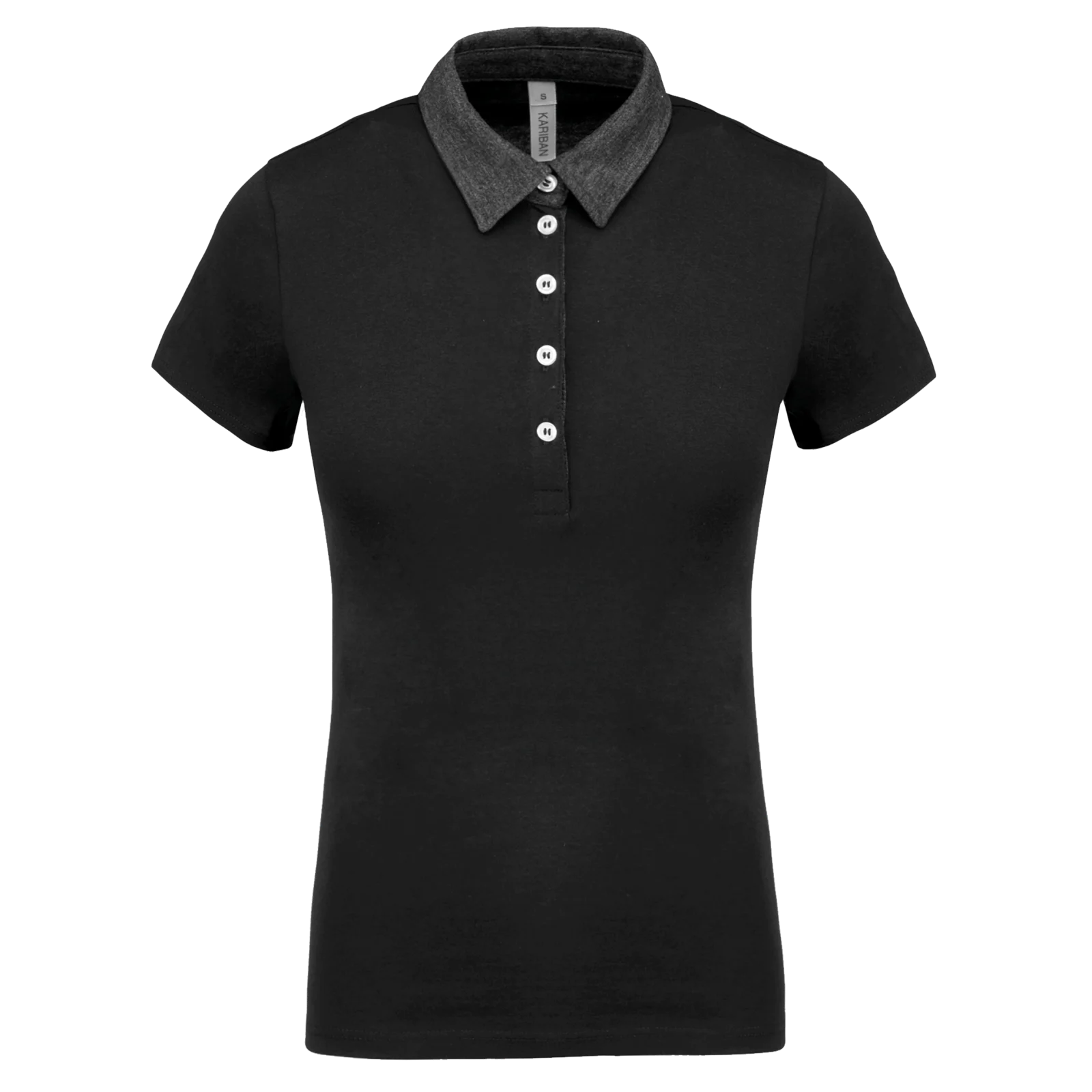 Polo jersey bicolore femme K261 — Black / Dark Grey Heather