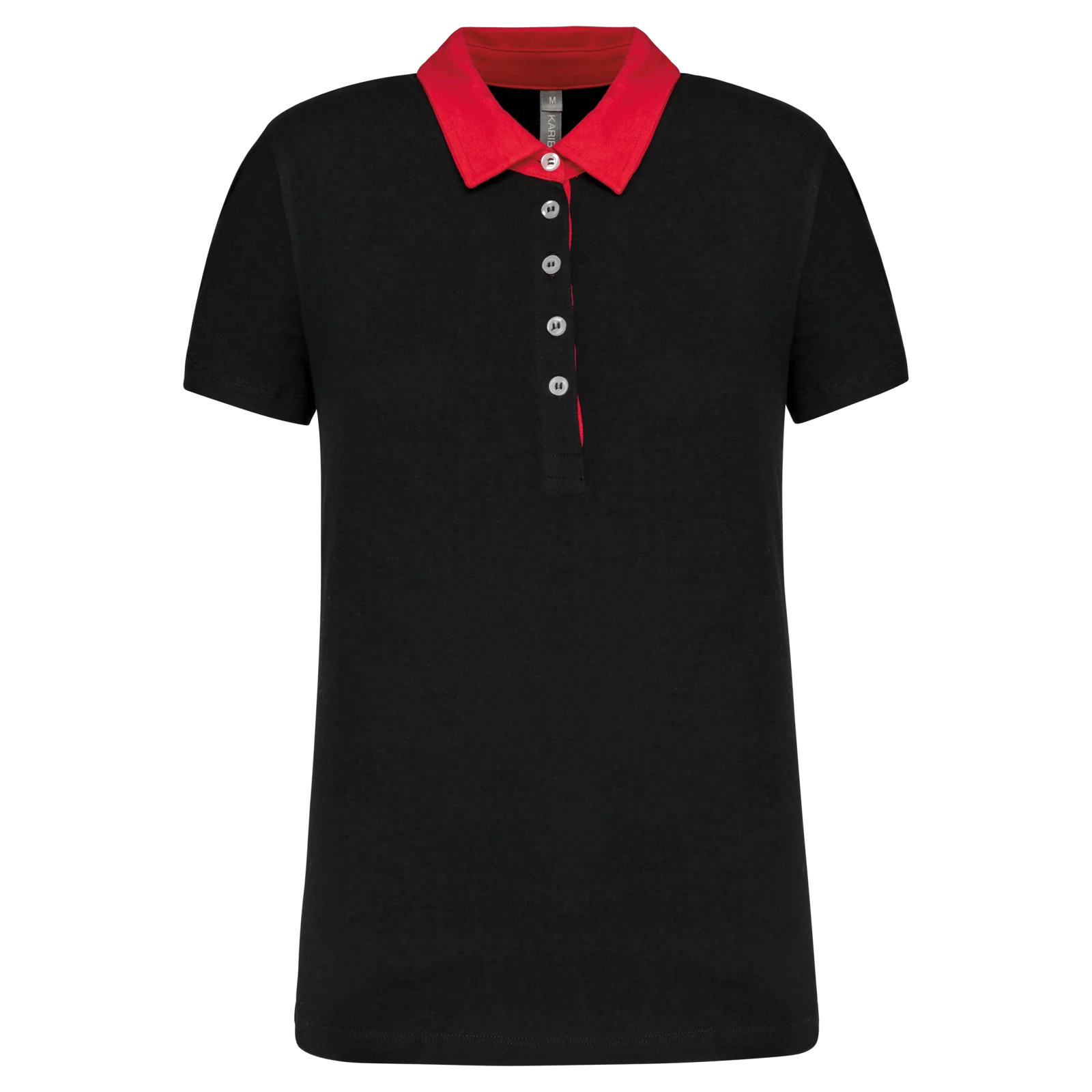 Polo jersey bicolore femme K261 — Black / Red