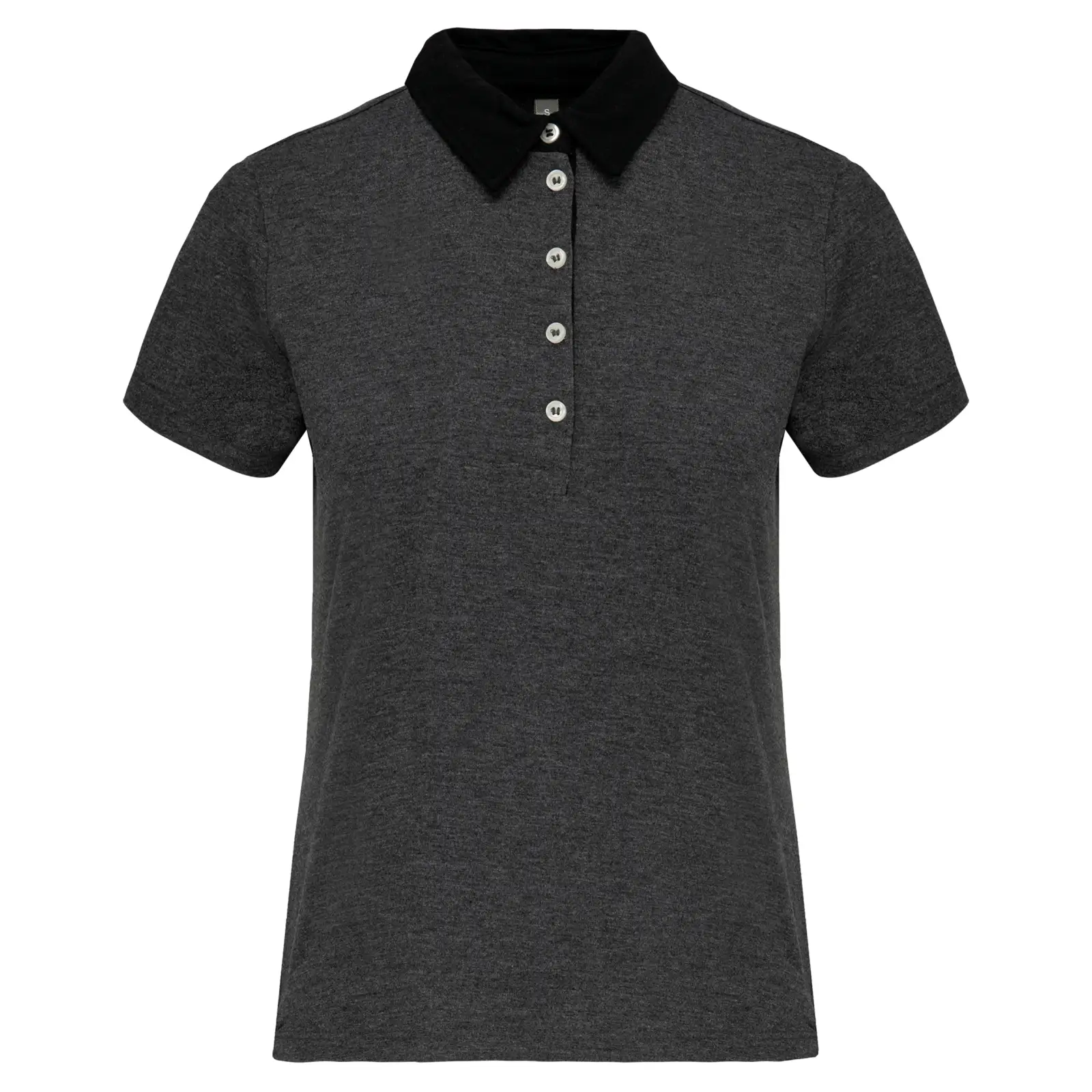 Polo jersey bicolore femme K261 — Dark Grey Heather / Black