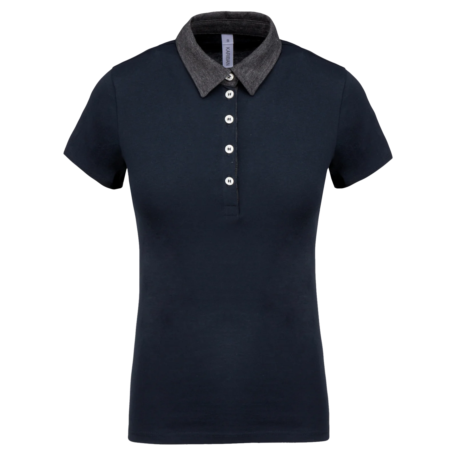 Polo jersey bicolore femme K261 — Navy / Dark Grey Heather