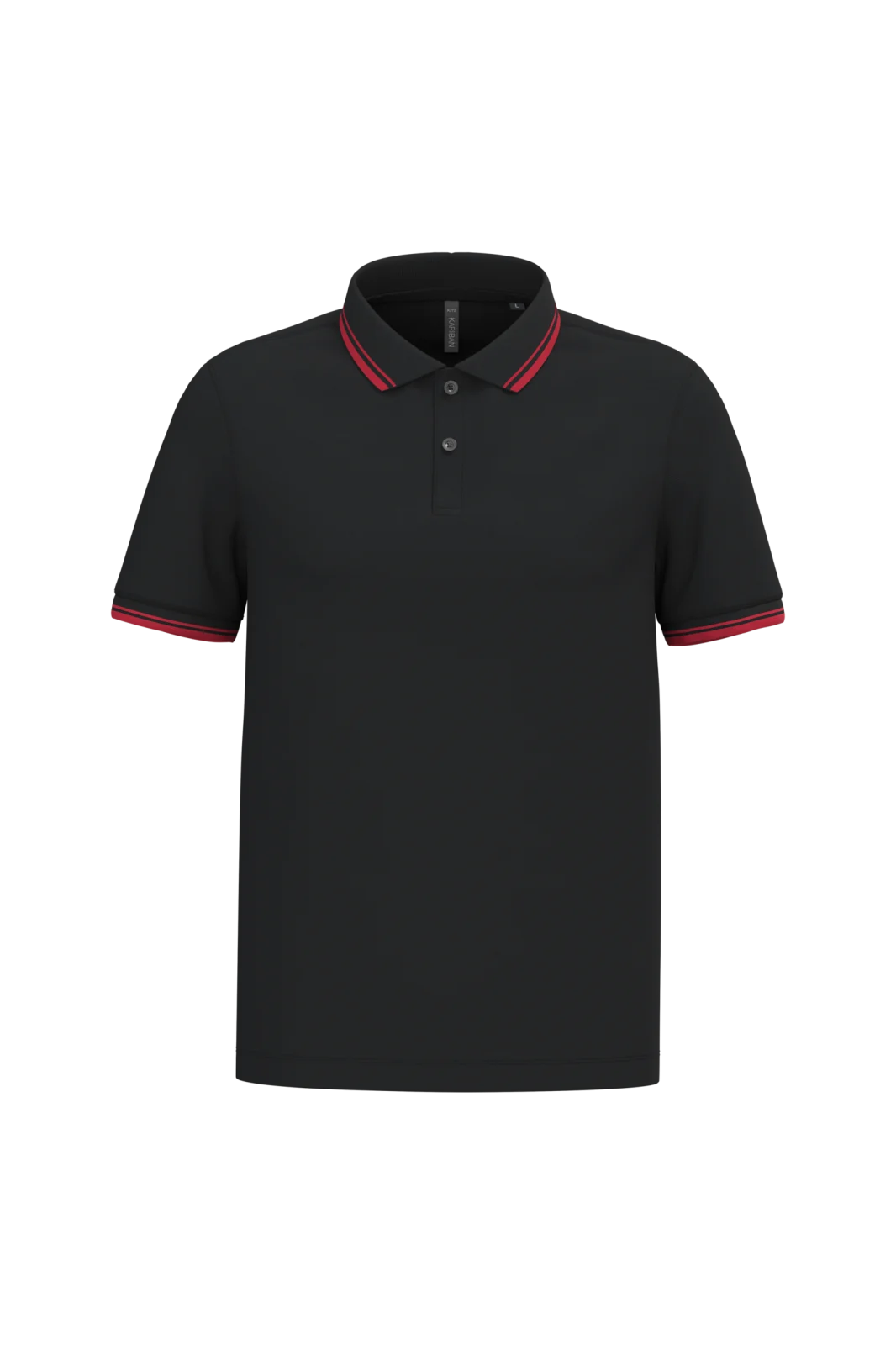 Polo homme manches courtes à liserés contrastés K272 — Black / Red