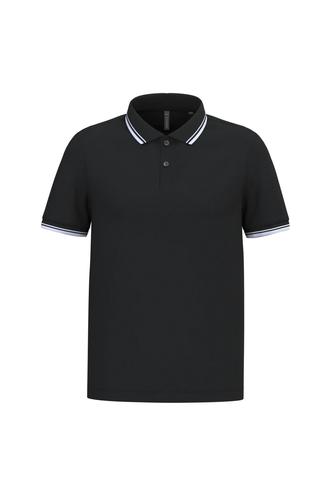 Polo homme manches courtes à liserés contrastés K272 — Black / White