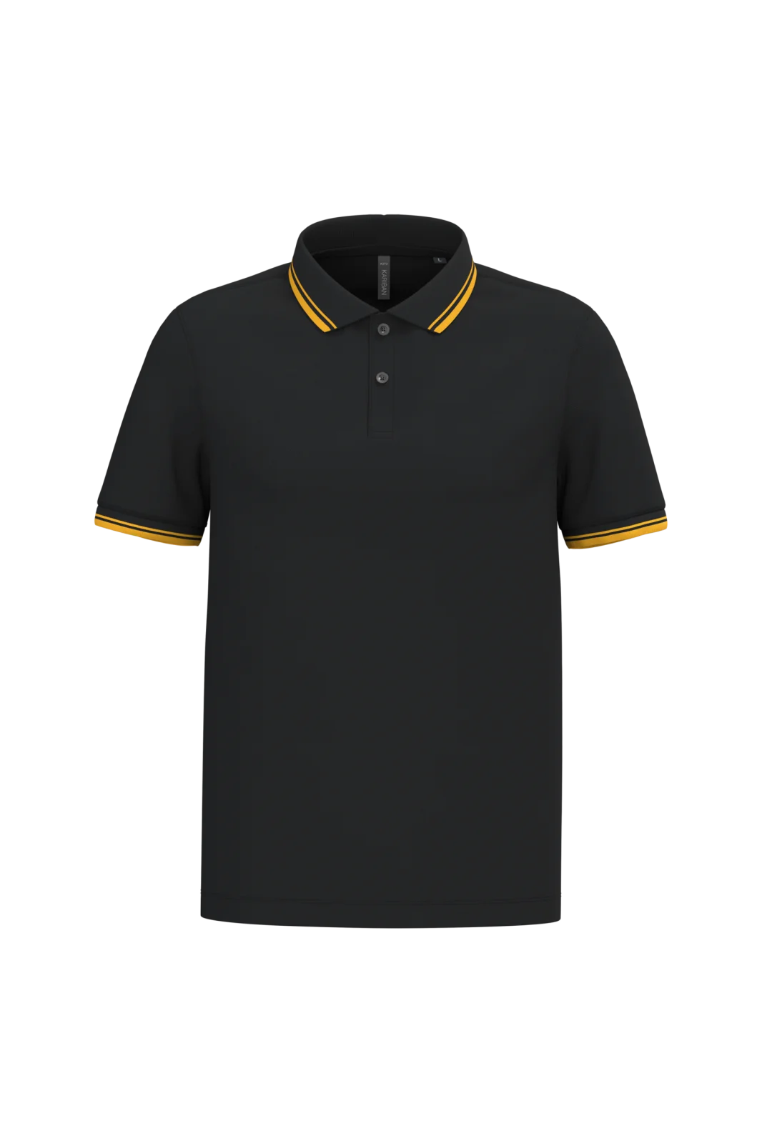 Polo homme manches courtes à liserés contrastés K272 — Black / Yellow