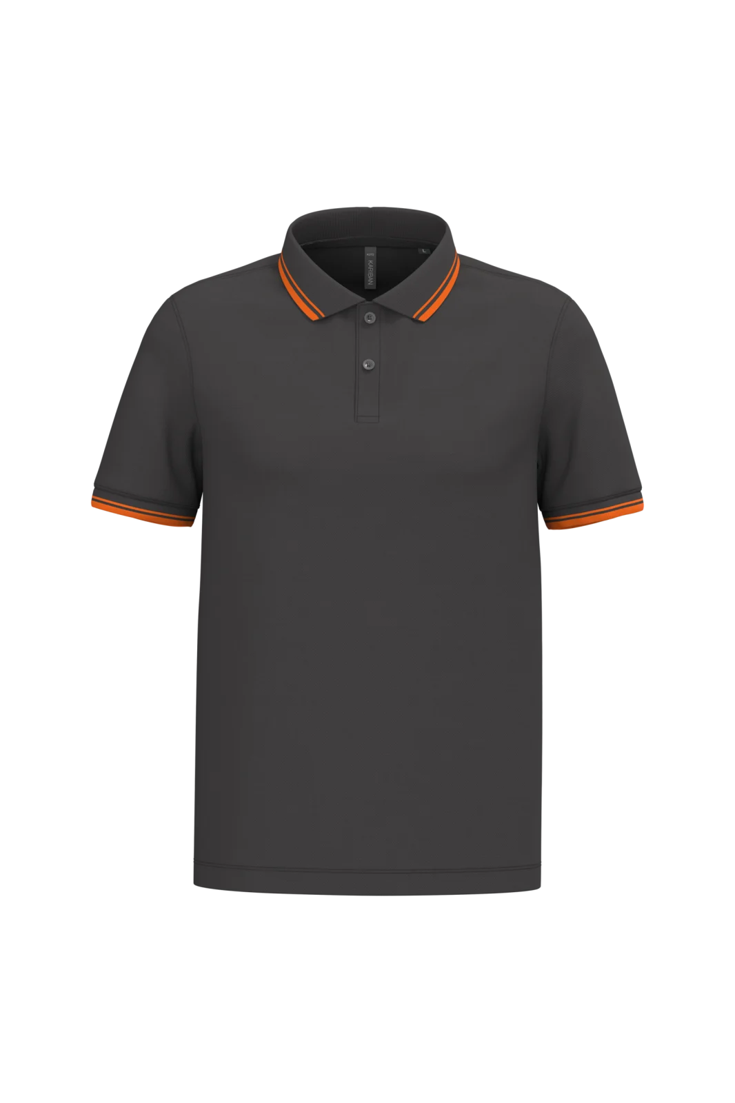 Polo homme manches courtes à liserés contrastés K272 — Dark Grey / Orange