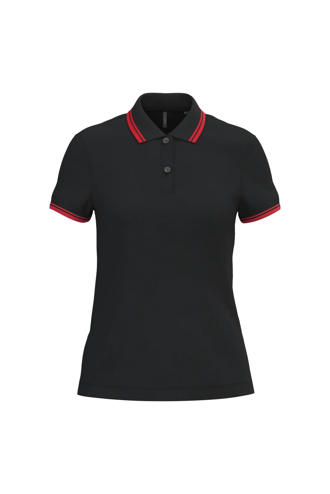 Polo femme manches courtes à liserés contrastés K273 — Black / Red