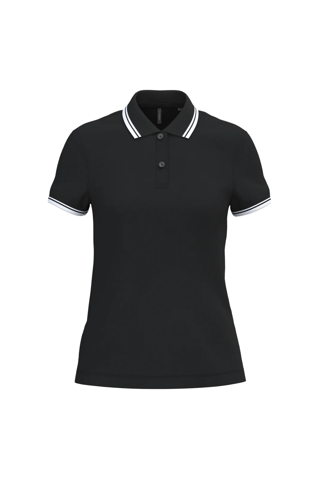 Polo femme manches courtes à liserés contrastés K273 — Black / White
