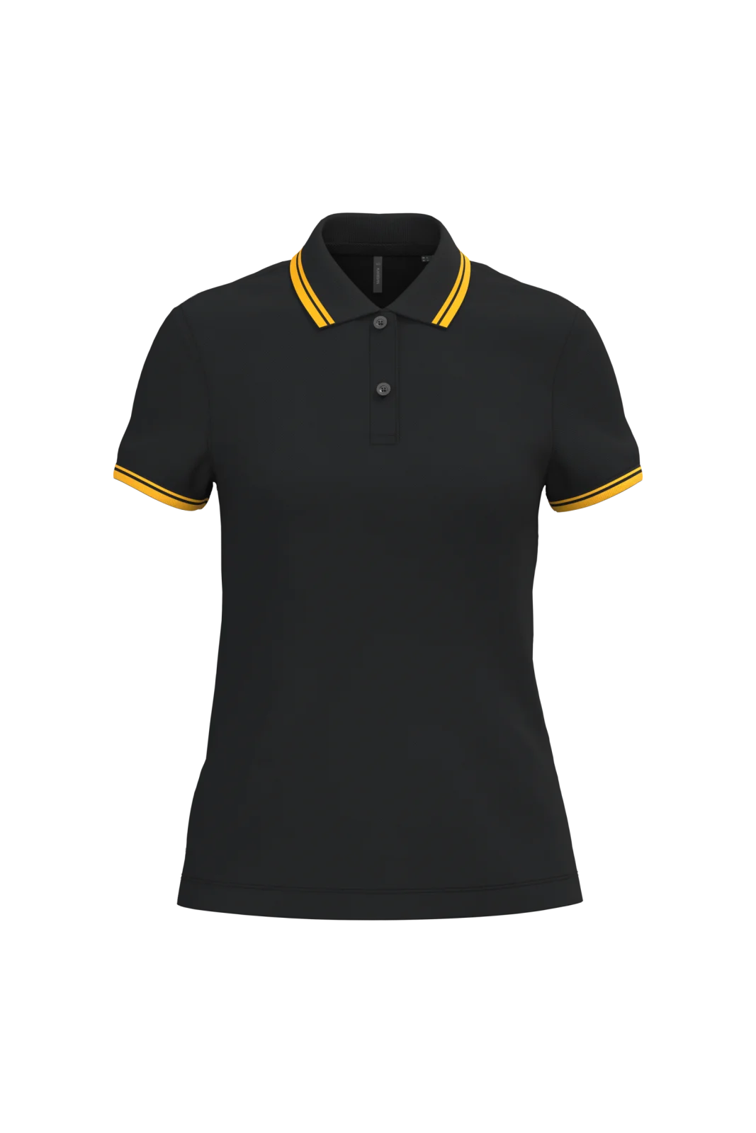 Polo femme manches courtes à liserés contrastés K273 — Black / Yellow